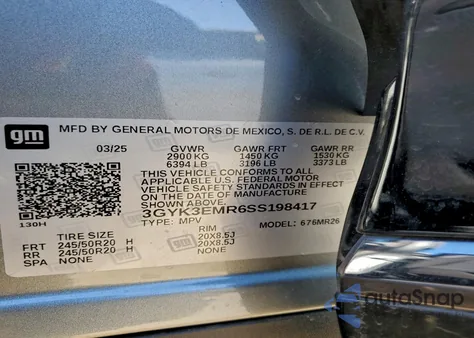 2025 Cadillac Optiq Sport z USA, uszkodzony, nr VIN 3GYK3EMR6SS198417